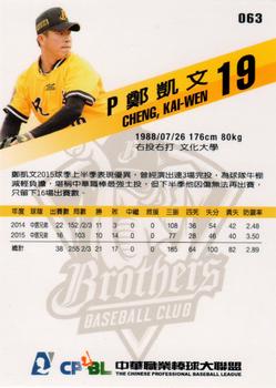 2015 CPBL #063 Kai-Wen Cheng Back