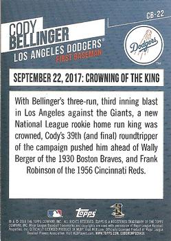 2018 Topps - Cody Bellinger Highlights #CB-22 September 22, 2017: Crowning of the King Back