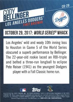 2018 Topps - Cody Bellinger Highlights #CB-29 October 29, 2017: World Series Whack Back