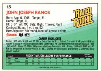 1992 Donruss #15 John Ramos Back