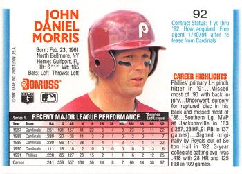1992 Donruss #92 John Morris Back