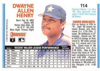 1992 Donruss #114 Dwayne Henry Back