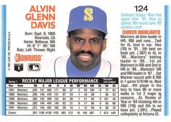 1992 Donruss #124 Alvin Davis Back