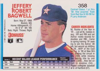 1992 Donruss #358 Jeff Bagwell Back