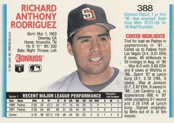 1992 Donruss #388 Rich Rodriguez Back