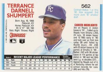 1992 Donruss #562 Terry Shumpert Back