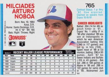 1992 Donruss #765 Junior Noboa Back