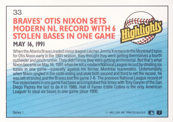 1992 Donruss #33 Otis Nixon Back