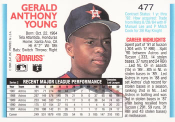 1992 Donruss #477 Gerald Young Back