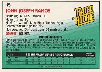 1992 Donruss #15 John Ramos Back