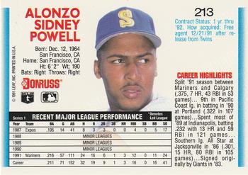 1992 Donruss #213 Alonzo Powell Back