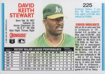 1992 Donruss #225 Dave Stewart Back