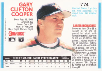 1992 Donruss #774 Gary Cooper Back