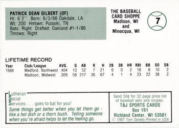 1987 Madison Muskies  #7 Pat Gilbert Back