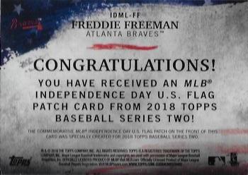 2018 Topps - MLB Independence Day U.S. Flag Manufactured Patch Relics #IDML-FF Freddie Freeman Back