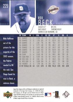 2004 Upper Deck #229 Rod Beck Back
