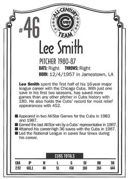 1999 Old Style Chicago Cubs All-Century Team #NNO Lee Smith Back
