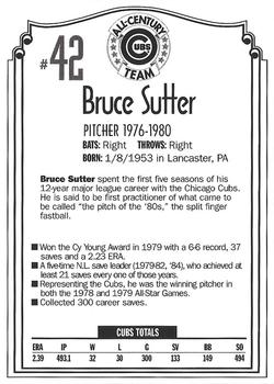 1999 Old Style Chicago Cubs All-Century Team #NNO Bruce Sutter Back
