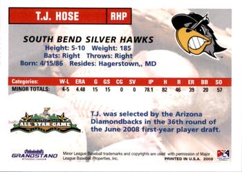 2009 Grandstand Midwest League Eastern Division All-Stars #NNO T.J. Hose Back