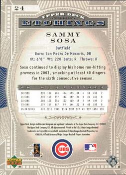 2004 Upper Deck Etchings #24 Sammy Sosa Back