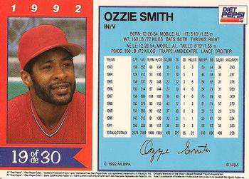 1992 Diet Pepsi #19 Ozzie Smith Back