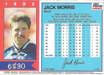 1992 Diet Pepsi #6 Jack Morris Back