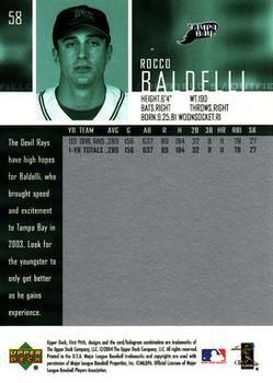 2004 Upper Deck First Pitch #58 Rocco Baldelli Back