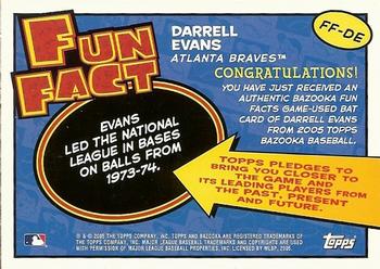 2005 Bazooka - Fun Facts Relics #FF-DE Darrell Evans Back