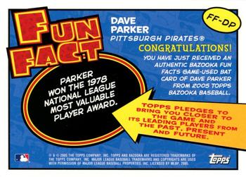 2005 Bazooka - Fun Facts Relics #FF-DP Dave Parker Back
