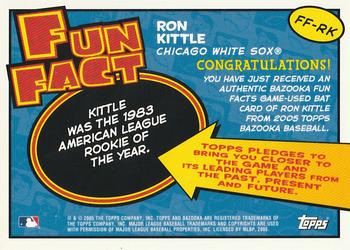 2005 Bazooka - Fun Facts Relics #FF-RK Ron Kittle Back
