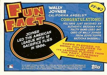 2005 Bazooka - Fun Facts Relics #FF-WJ Wally Joyner Back
