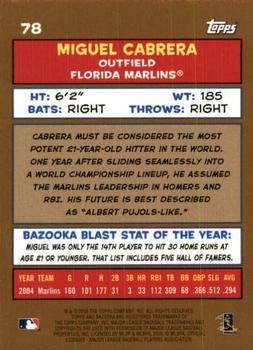 2005 Bazooka - Gold Chunks #78 Miguel Cabrera Back