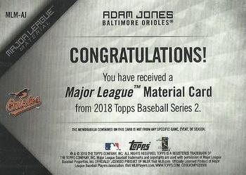 2018 Topps - Major League Material Relics (Series 2) #MLM-AJ Adam Jones Back