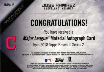 2018 Topps - Major League Material Autographs Red (Series 2) #MLMA-JR Jose Ramirez Back