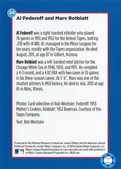 2014 Jewish Major Leaguers Update Edition #34 Al Federoff / Marv Rotblatt Back