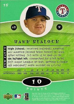 2004 Upper Deck Power Up #15 Hank Blalock Back