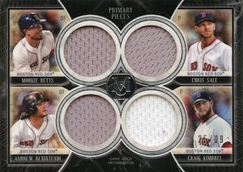2018 Topps Museum Collection - Primary Pieces Quad Relics (Four Player) #FPQR-SOX Andrew Benintendi/Mookie Betts/Chris Sale/Craig Kimbrel Front