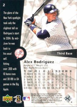 2004 Upper Deck Sweet Spot #2 Alex Rodriguez Back
