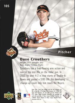 2004 Upper Deck Sweet Spot #105 Dave Crouthers Back