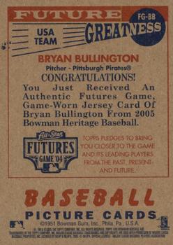2005 Bowman Heritage - Future Greatness Jersey Relics #FG-BB Bryan Bullington Back