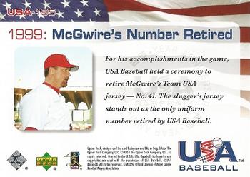 2004 Upper Deck USA 25th Anniversary #USA-195 1999: McGwire's Number Retired Back