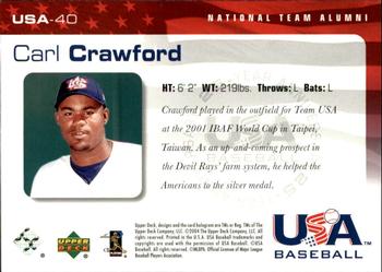 2004 Upper Deck USA 25th Anniversary #USA-40 Carl Crawford Back