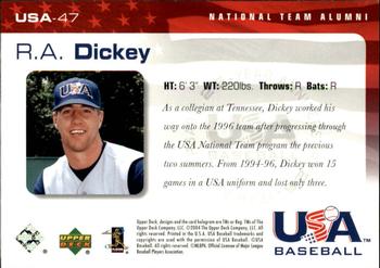 2004 Upper Deck USA 25th Anniversary #USA-47 R.A. Dickey Back