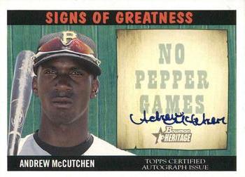 2005 Bowman Heritage - Signs of Greatness #SG-AM Andrew McCutchen Front