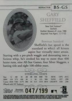 2005 Bowman Sterling - Refractors #BS-GS Gary Sheffield Back