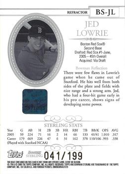 2005 Bowman Sterling - Refractors #BS-JL Jed Lowrie Back