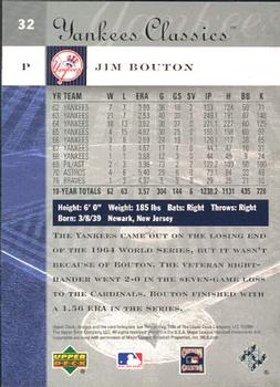 2004 Upper Deck Yankees Classics #32 Jim Bouton Back