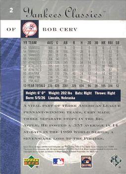 2004 Upper Deck Yankees Classics #2 Bob Cerv Back