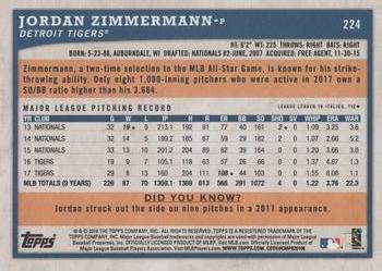 2018 Topps Big League - Blue #224 Jordan Zimmermann Back