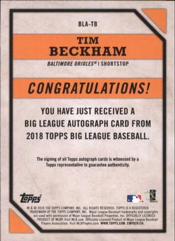 2018 Topps Big League - Big League Autographs #BLA-TB Tim Beckham Back